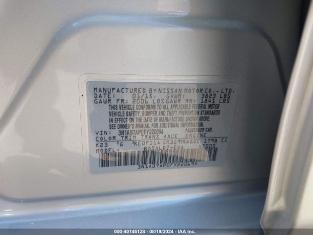 3N1AB7AP0FY220694 Nissan Sentra Fe+ S/s/sl/sr/sv