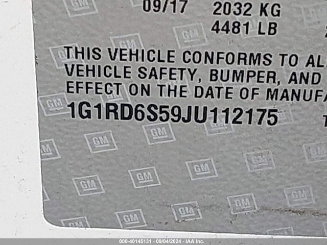 Chevrolet Volt Premier 2018 1G1RD6S59JU112175 Image 9