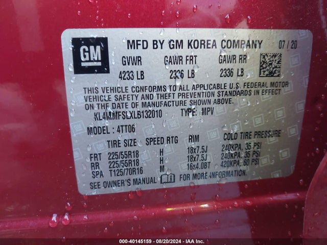 KL4MMFSLXLB132010 Buick Encore Gx Fwd Essence
