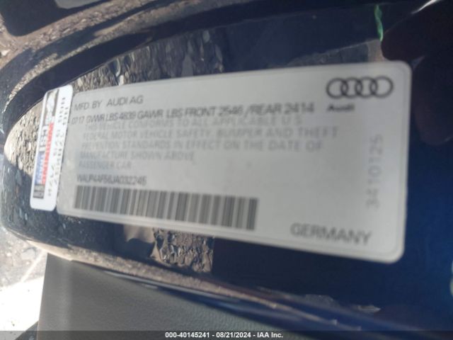 WAUP4AF56JA032245 Audi S5 3.0t Premium Plus
