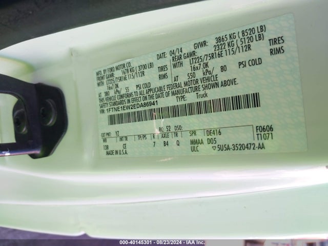 Ford E-150 Commercial 2014 1FTNE1EW2EDA86941 Image 9
