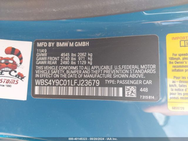 WBS4Y9C01LFJ23679 BMW M4