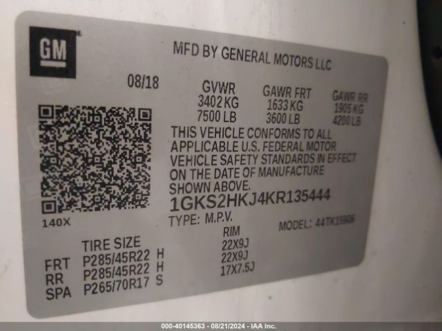 1GKS2HKJ4KR135444 GMC YUKON XL DENALI