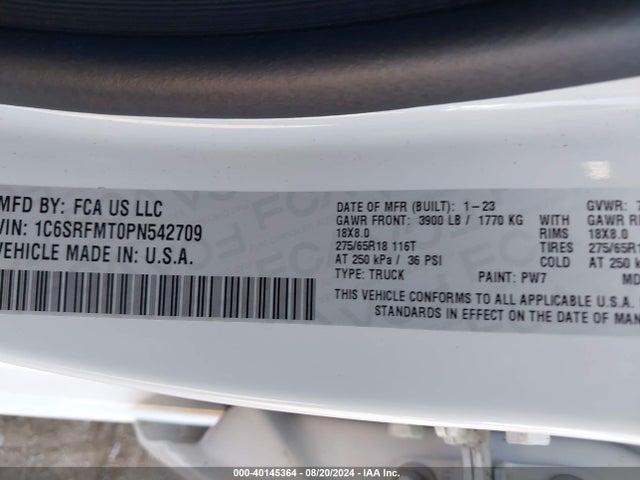 1C6SRFMT0PN542709 RAM 1500 Big Horn  4x4 6'4 Box