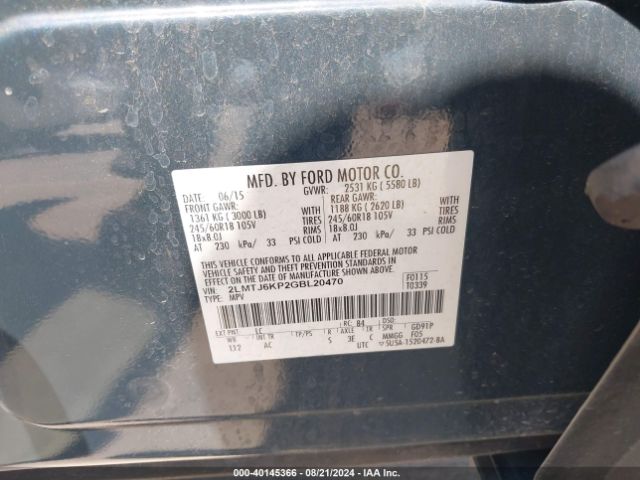 2LMTJ6KP2GBL20470 Lincoln Mkx Select