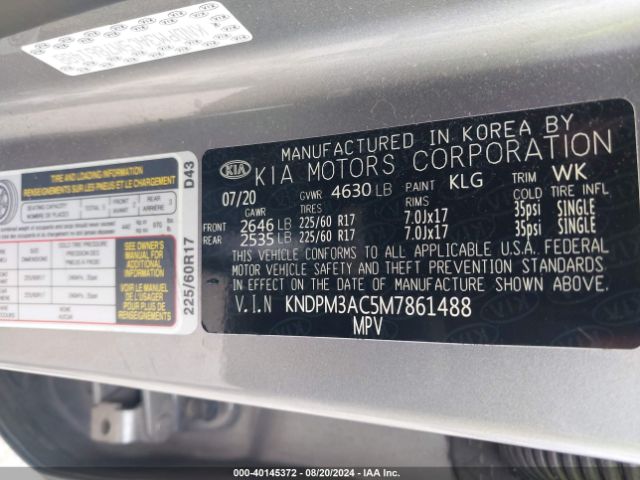 KNDPM3AC5M7861488 KIA Sportage Lx