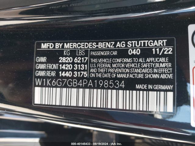 2023 MERCEDES-BENZ S 580 W1K6G7GB4PA198534 Photo 8