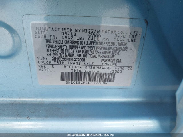 Продажа на аукционе авто 2014 Nissan Versa Note Sv, vin: 3N1CE2CP6EL372006, номер лота: 40145445