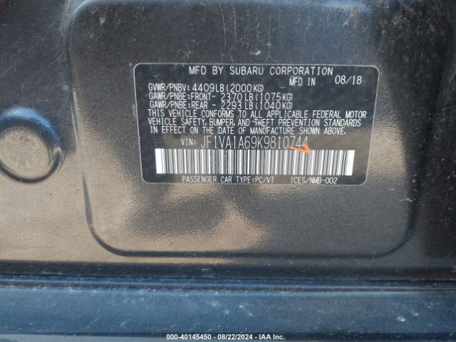 JF1VA1A69K9810744 Subaru WRX