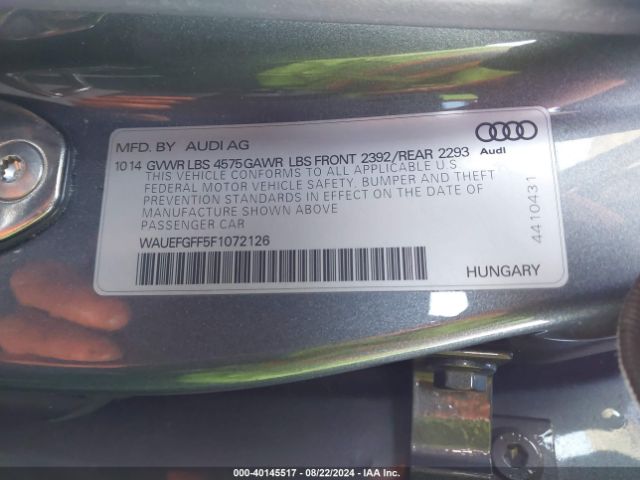 WAUEFGFF5F1072126 Audi A3 2.0t Premium