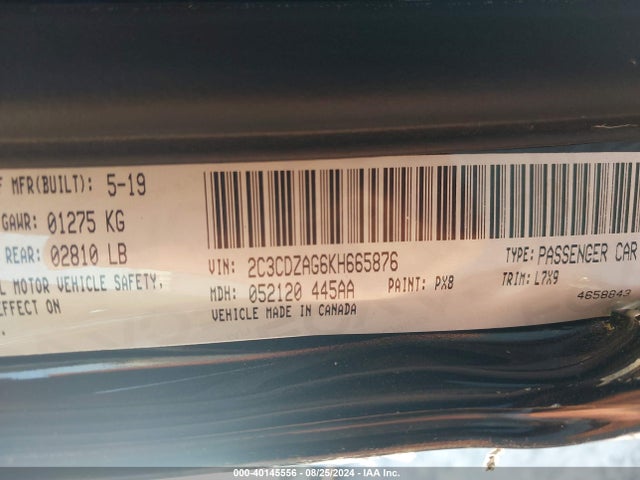 Dodge Challenger Sxt 2019 2C3CDZAG6KH665876 Image 9