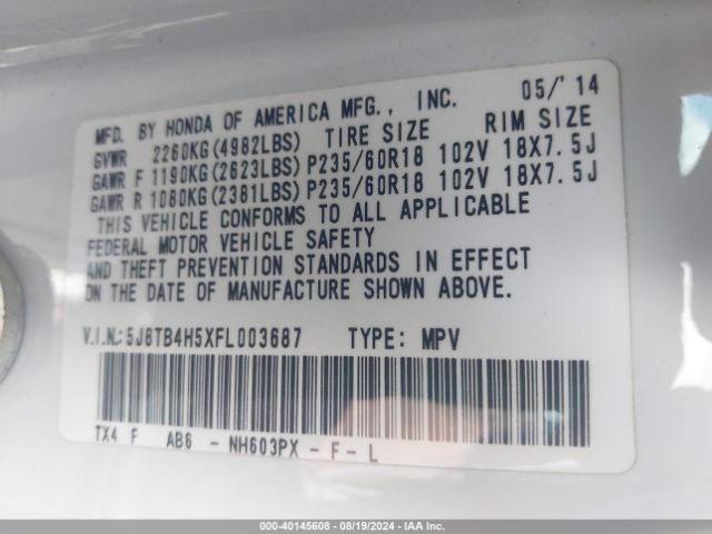 5J8TB4H5XFL003687 Acura RDX