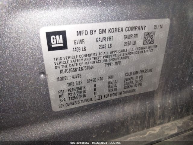 KL4CJGSB1EB757044 Buick Encore Leather