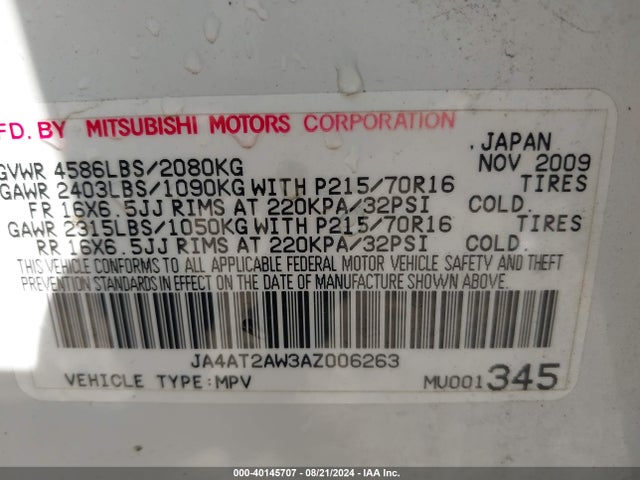 2010 MITSUBISHI OUTLANDER JA4AT2AW3AZ006263 Photo 8