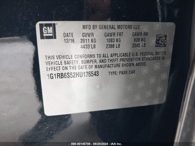 Chevrolet Volt Premier 2017 1G1RB6S52HU176543 Image 9