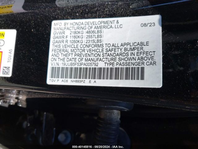 19UUB5F53PA005792 Acura Tlx A-spec Package