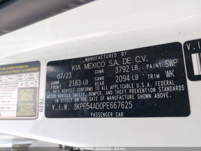 3KPF54AD0PE667625 KIA Forte Gt-line