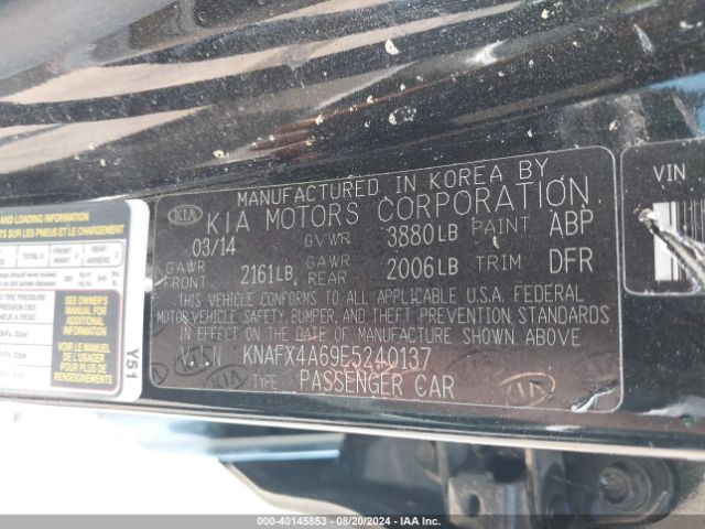 KNAFX4A69E5240137 KIA FORTE LX