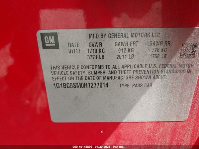 1G1BC5SM0H7277014 Chevrolet Cruze Ls Auto