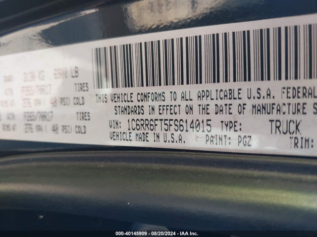 RAM 1500 Tradesman 2015 1C6RR6FT5FS614015 Image 9