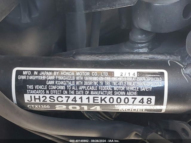 2014 HONDA CTX1300 JH2SC7411EK000748 Photo 9