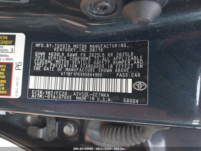 Toyota CAMRY LE 2017 4T1BF1FKXHU664960 Image 9
