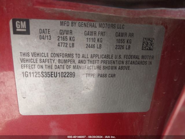 1G1125S35EU102289 Chevrolet Impala 2lt