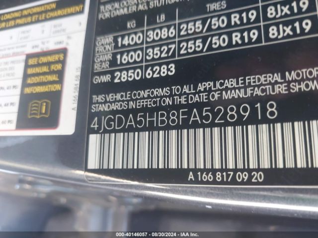 4JGDA5HB8FA528918 Mercedes-Benz Ml 350 4matic