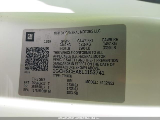 1GCHSCEA6L1153741 Chevrolet Colorado 2wd  Long Box Lt