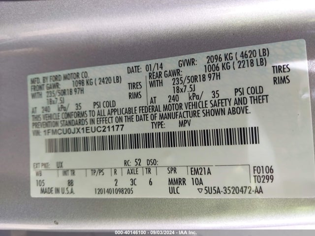Ford Escape Titanium 2014 1FMCU0JX1EUC21177 Image 9