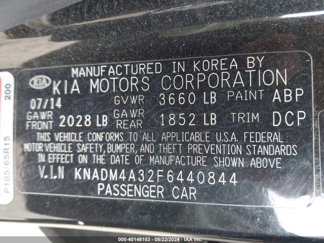 KIA RIO LX 2015 KNADM4A32F6440844 Image 9