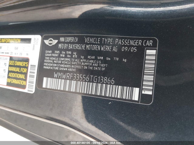 2006 MINI COOPER WMWRF33556TG13866 Photo 8