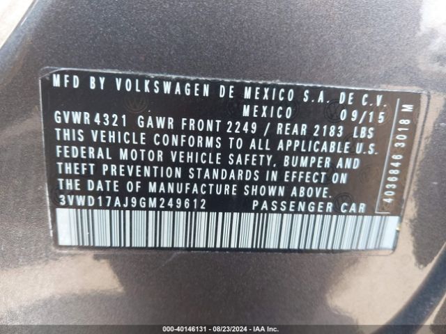 3VWD17AJ9GM249612 Volkswagen Jetta 1.8t Sport
