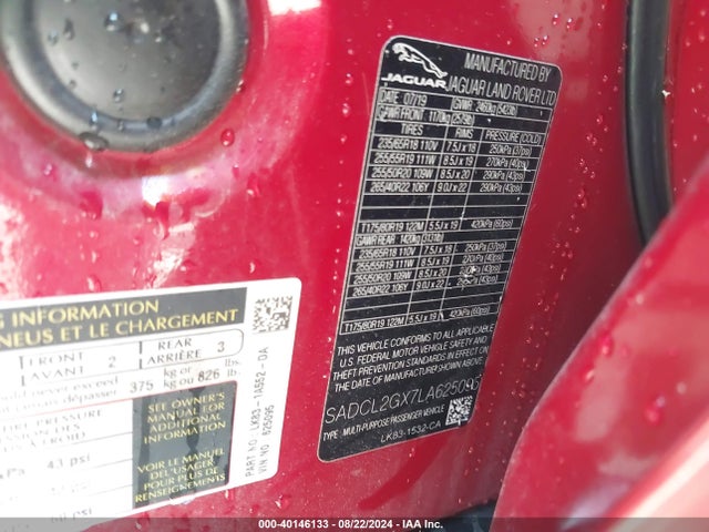 2020 JAGUAR F-PACE SADCL2GX7LA625095 Photo 8