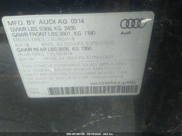 WA1CFBFP9EA101965 Audi Q5 2.0t Premium