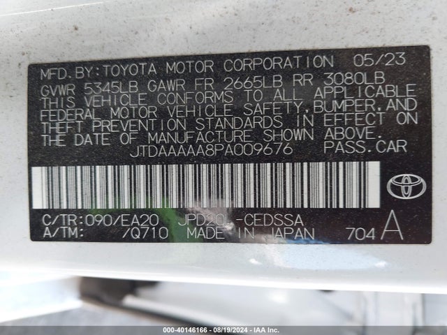 Toyota Mirai Xle 2023 JTDAAAAA8PA009676 Image 9