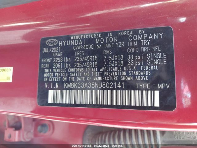 KM8K33A38NU802141 Hyundai Kona N Line