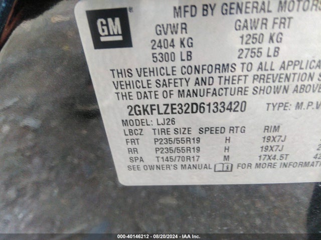Продажа на аукционе авто 2013 Gmc Terrain Denali, vin: 2GKFLZE32D6133420, номер лота: 40146212