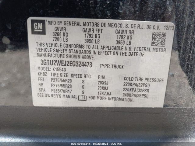 3GTU2WEJ2EG324473 GMC Sierra 1500 Denali