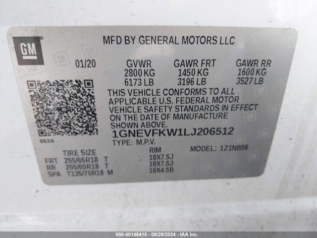 Chevrolet Traverse Awd Ls 2020 1GNEVFKW1LJ206512 Image 9