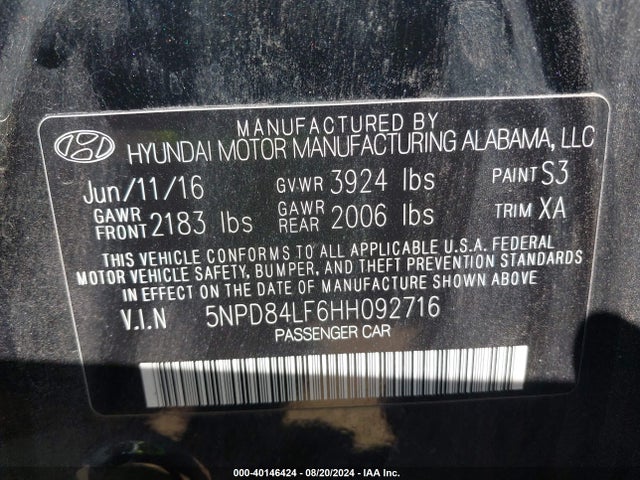 Hyundai ELANTRA SE 2017 5NPD84LF6HH092716 Image 9