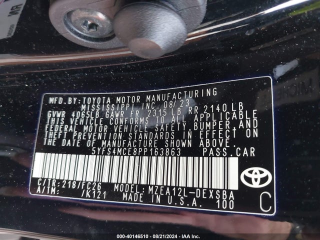 Toyota COROLLA SE 2023 5YFS4MCE8PP163863 Image 9