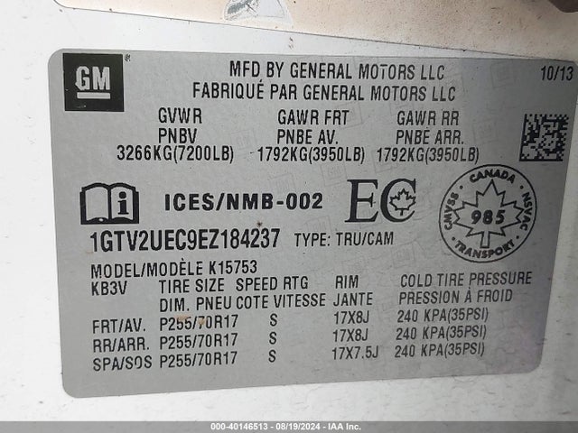 GMC Sierra 1500 Sle 2014 1GTV2UEC9EZ184237 Image 9