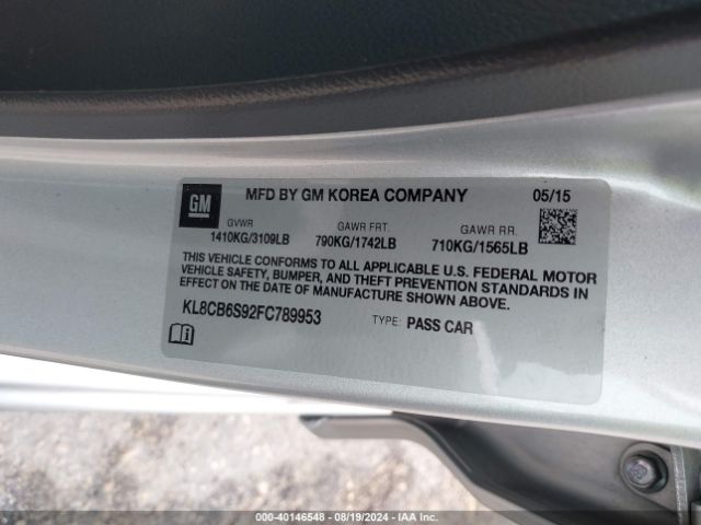 KL8CB6S92FC789953 Chevrolet Spark Ls Cvt