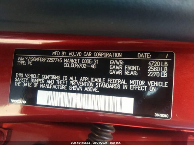 YV126MFD8F2297745 Volvo S60 T5 Platinum