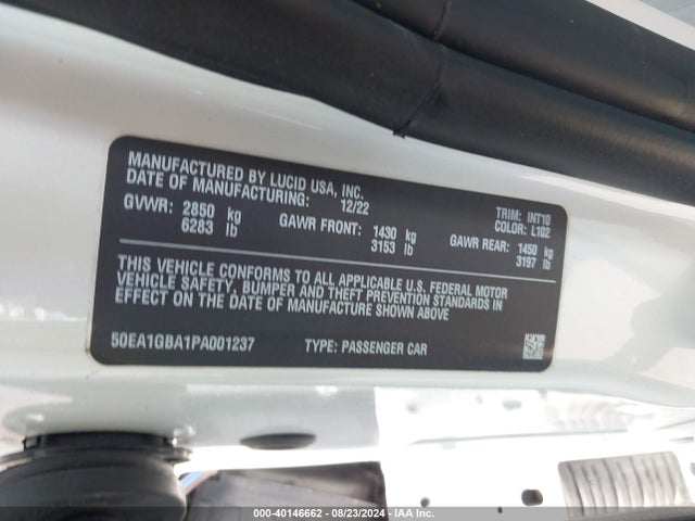 Lucid Air Grand Touring 2023 50EA1GBA1PA001237 Image 9