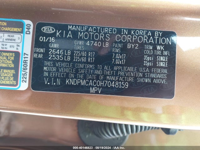 KIA Sportage Lx 2017 KNDPMCAC0H7048159 Image 9