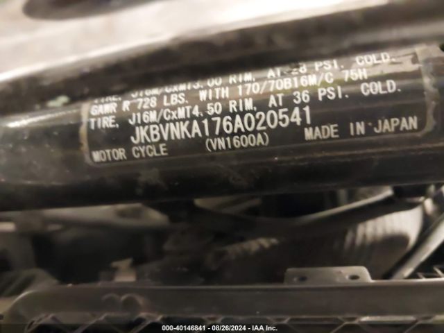 2006 KAWASAKI VN1600 JKBVNKA176A020541 Photo 9