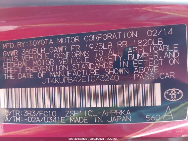 JTKKUPB42E1043240 Scion XD