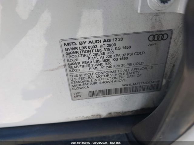 WA1LJAF77MD024146 Audi Q7 Premium Plus 45 Tfsi Quattro Tiptronic